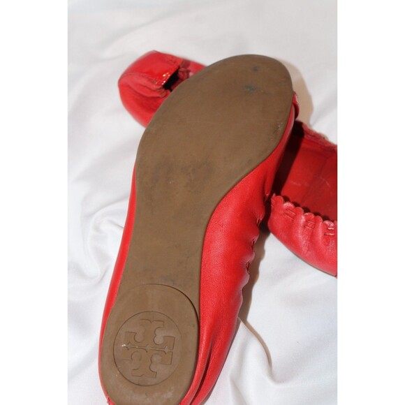 Tory Burch Romy Leather Ballet Flats Red SZ 8 - Picture 4 of 6